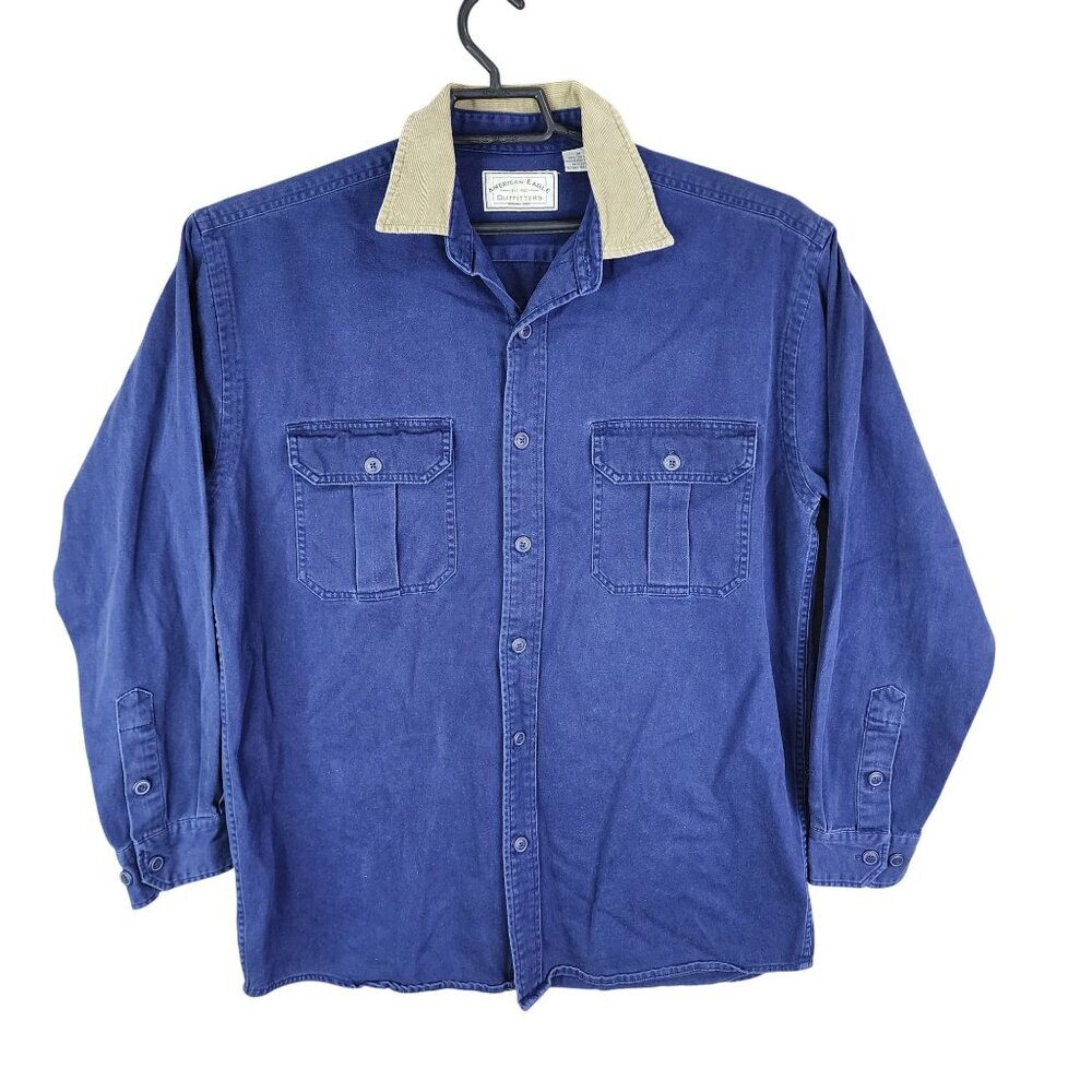 Mens Blue American Eagle Outfitters Shirt Corduroy Collar Button Down Size M
